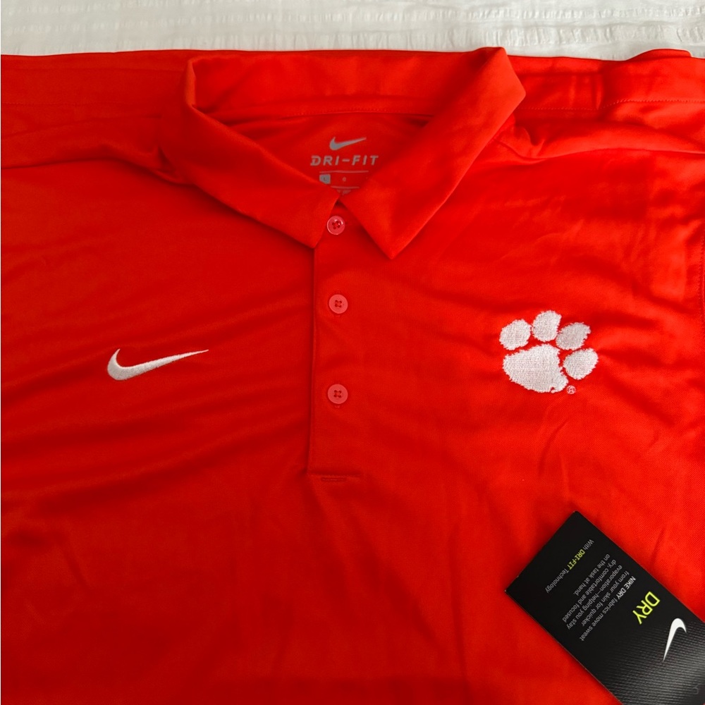 Men Nike Dri-Fit Clemson Tigers stitched logo performance polo golf shirt, L